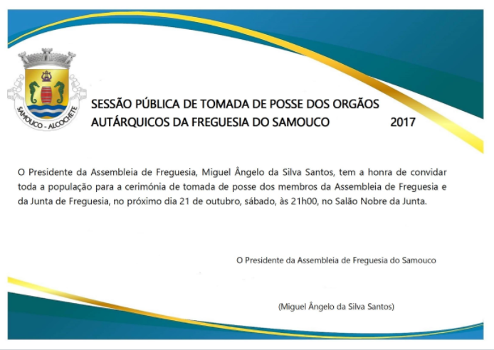 Junta de Freguesia do Samouco: tomada de posse